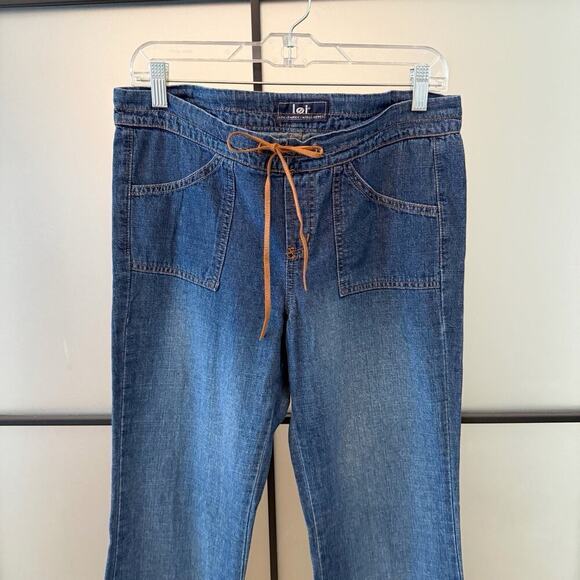 Y2K LEI Jeans Women’s 9 Flare Low Rise Denim Tie Closure 00s Bratz Boho 34x31 - Picture 6 of 11